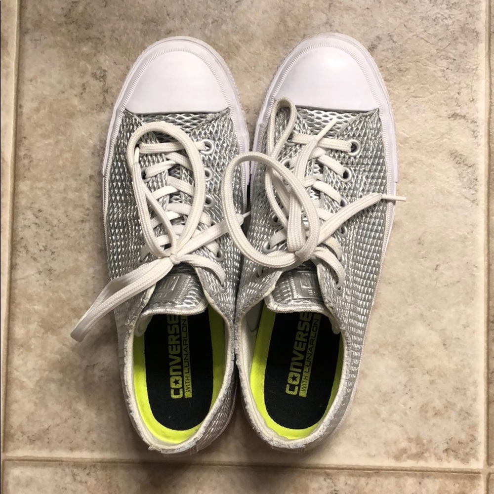 Silver Mesh Converse Sneakers size 8.5